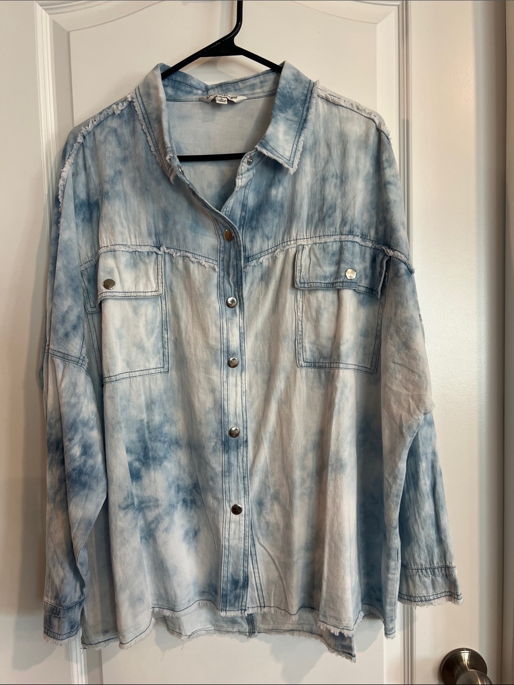 DAVI & DANI Light Blue Tie-Dye Button-Up Shirt Jacket